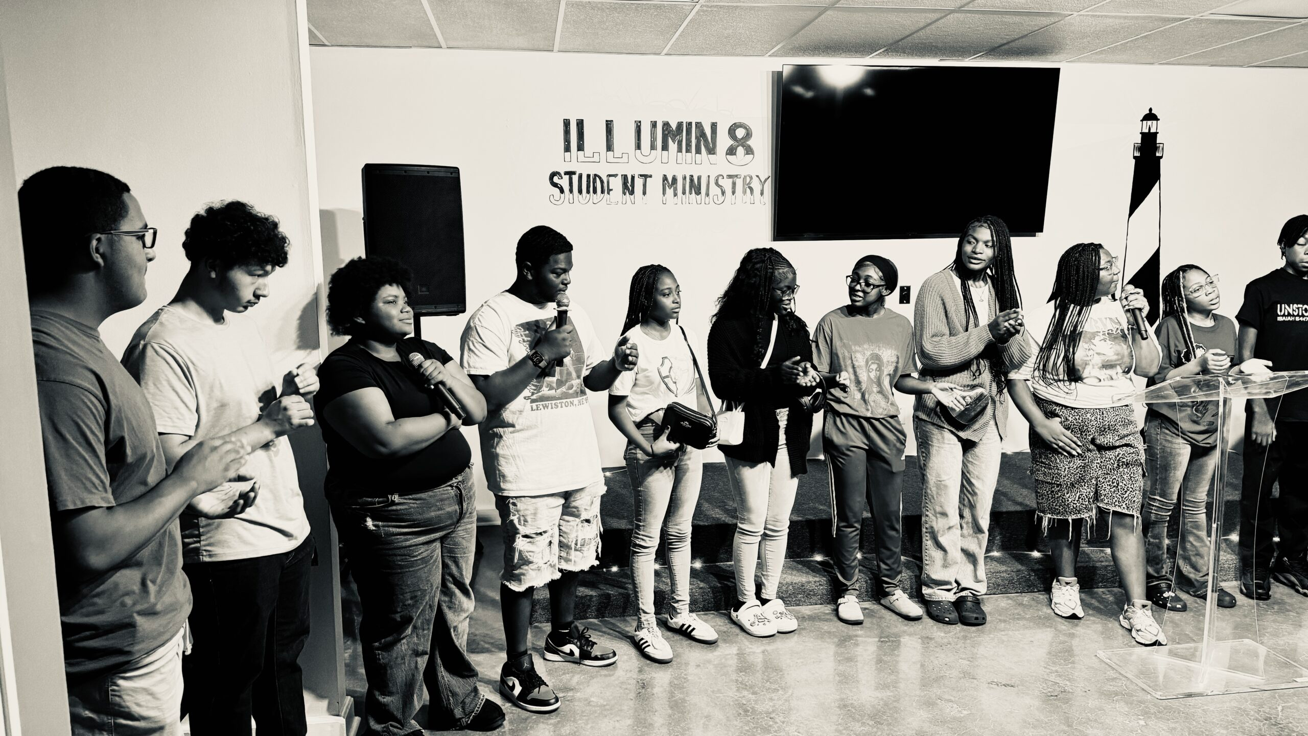 Students worshipping and connecting during LightHouse Ministry gathering